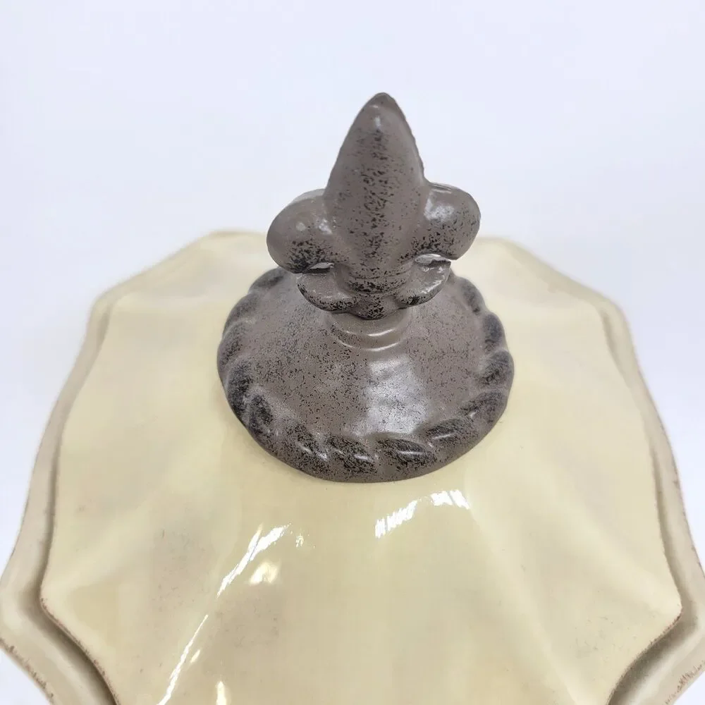 Artimino Fleur De Lis Canister Medium Cream Tuscan Kitchen Jar